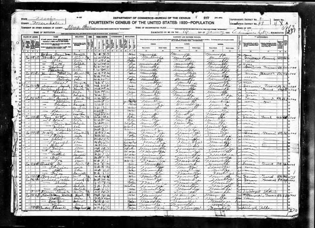 1920 United States Federal Census for Lillin Mai Guy