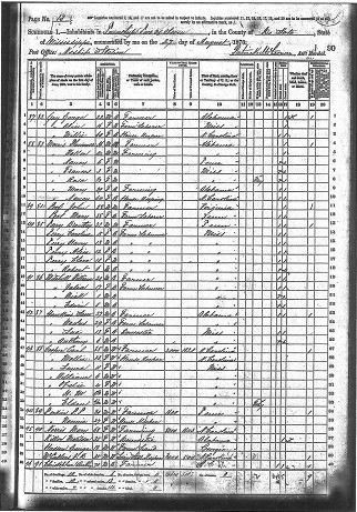 Mille Guy in the 1870 Census living with her son George and daughter-in-law Alice. 