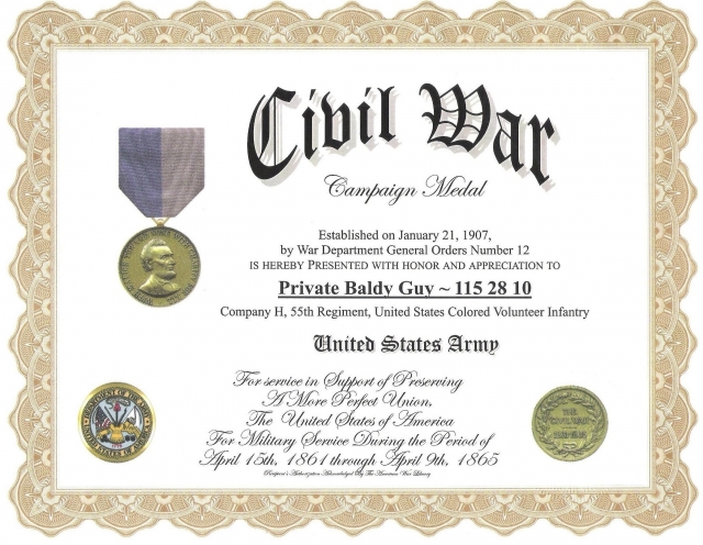 Baldy Guys Civil War Campaign Medal