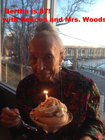 Bertha Guy Morgan celebrates her 81st birthday with Deacon and Mrs. Wood.