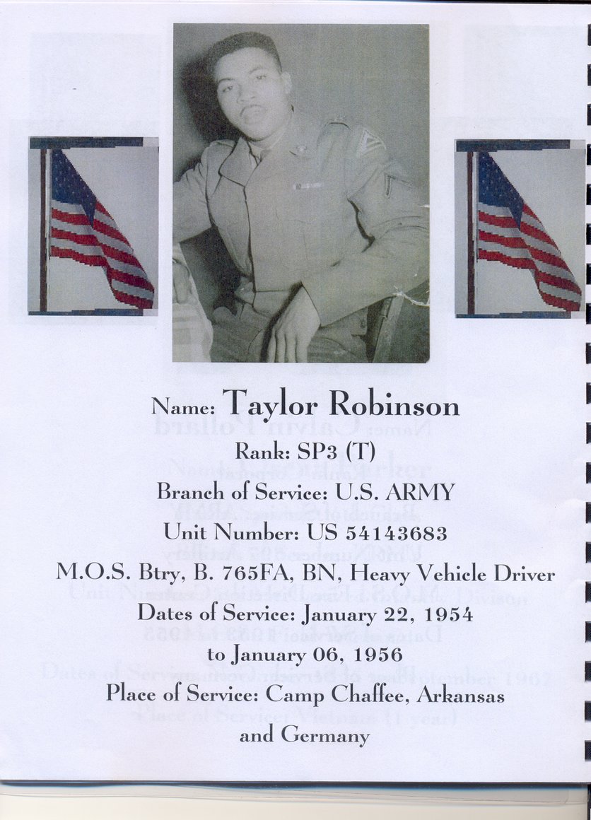 Taylor Burrell Robinson Sr. (U.S. Army) (Husband of Emma Guy-Robinson) 5th Generation